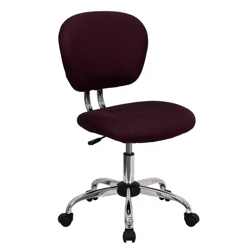 Chaise de bureau pivotante Emma et Oliver avec dossier mi-hauteur en maille et rembourrage, et base chromée