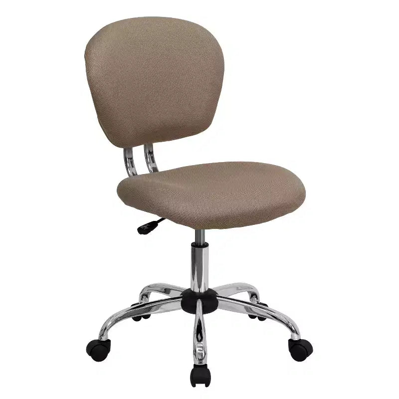 Chaise de bureau pivotante Emma et Oliver avec dossier mi-hauteur en maille et rembourrage, et base chromée