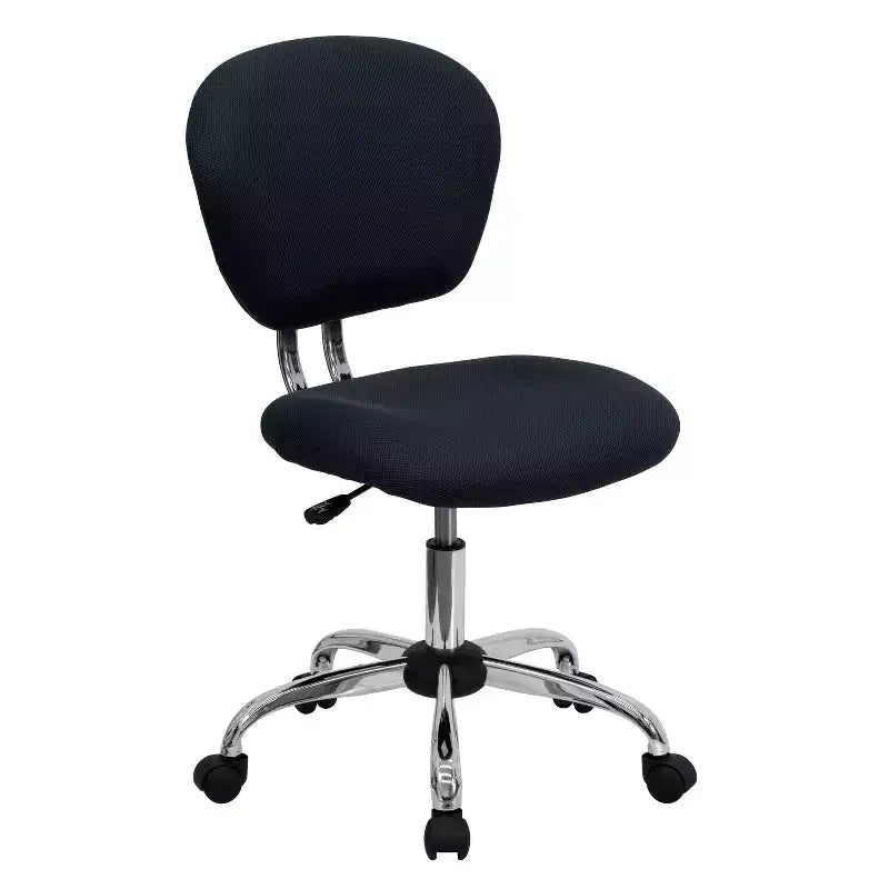Chaise de bureau pivotante Emma et Oliver avec dossier mi-hauteur en maille et rembourrage, et base chromée
