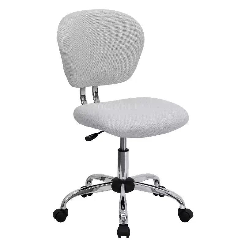 Chaise de bureau pivotante Emma et Oliver avec dossier mi-hauteur en maille et rembourrage, et base chromée