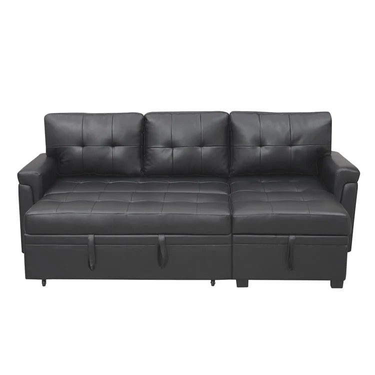 Canapé d'angle réversible convertible avec lit gigogne, méridienne avec rangement dissimulé et pieds durables