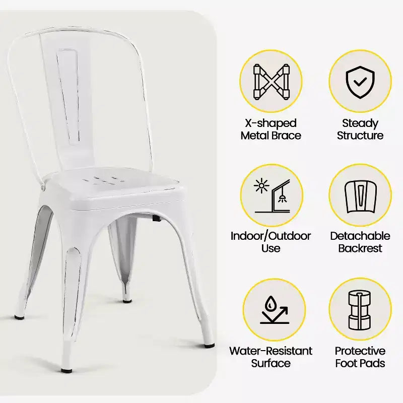 Yaheetech Lot de 4 Chaises de Salle à Manger Classiques en Métal Empilables pour Intérieur Extérieur