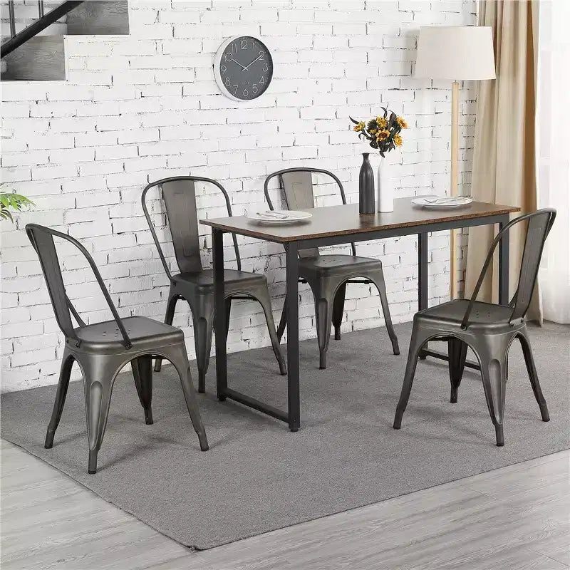 Yaheetech Lot de 4 Chaises de Salle à Manger Classiques en Métal Empilables pour Intérieur Extérieur