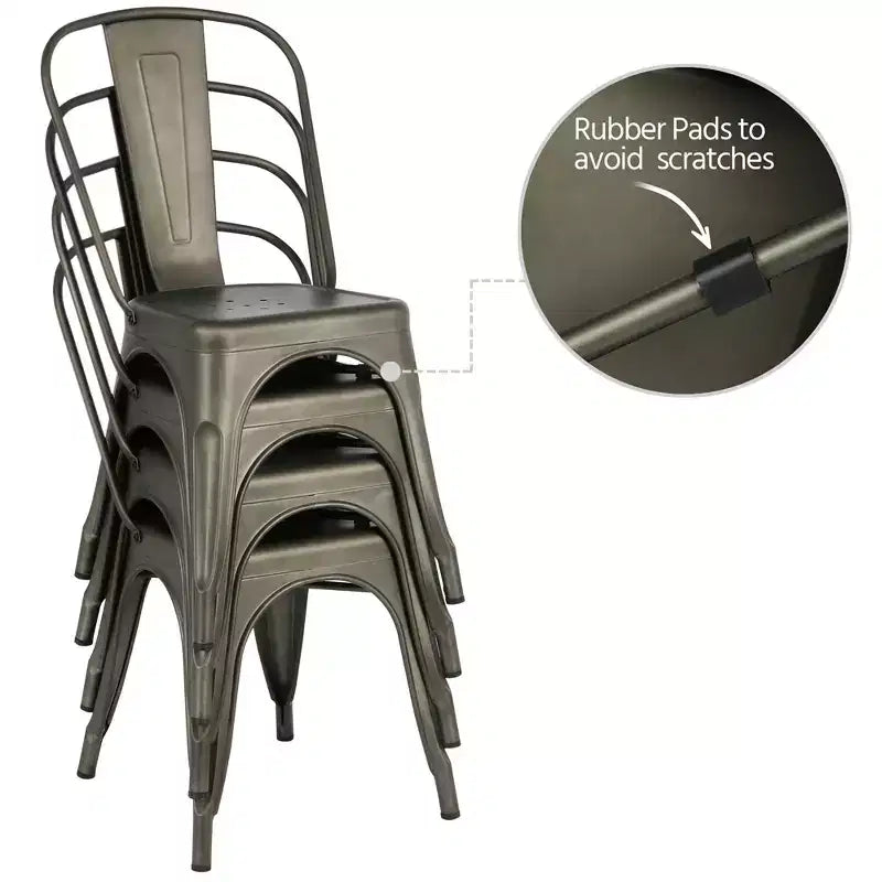 Yaheetech Lot de 4 Chaises de Salle à Manger Classiques en Métal Empilables pour Intérieur Extérieur