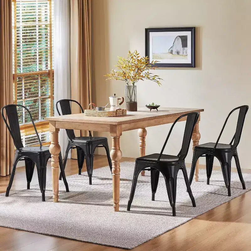 Yaheetech Lot de 4 Chaises de Salle à Manger Classiques en Métal Empilables pour Intérieur Extérieur