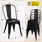Yaheetech Lot de 4 Chaises de Salle à Manger Classiques en Métal Empilables pour Intérieur Extérieur