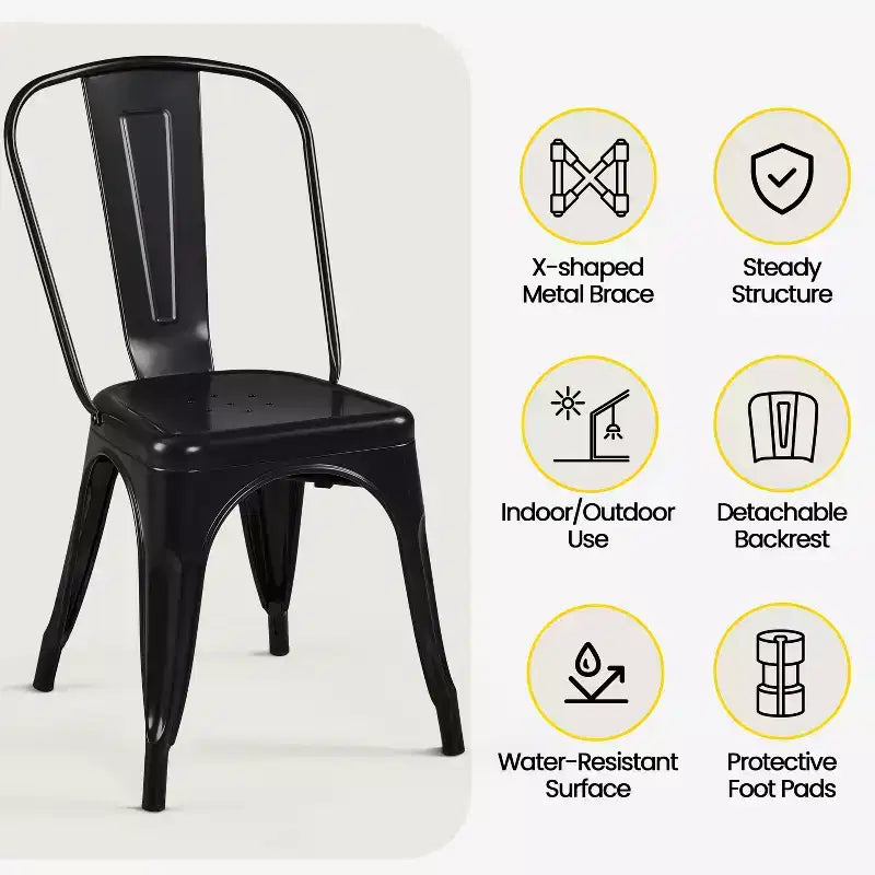 Yaheetech Lot de 4 Chaises de Salle à Manger Classiques en Métal Empilables pour Intérieur Extérieur