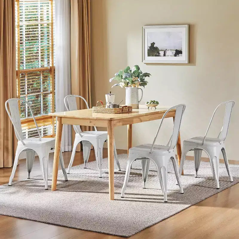 Yaheetech Lot de 4 Chaises de Salle à Manger Classiques en Métal Empilables pour Intérieur Extérieur