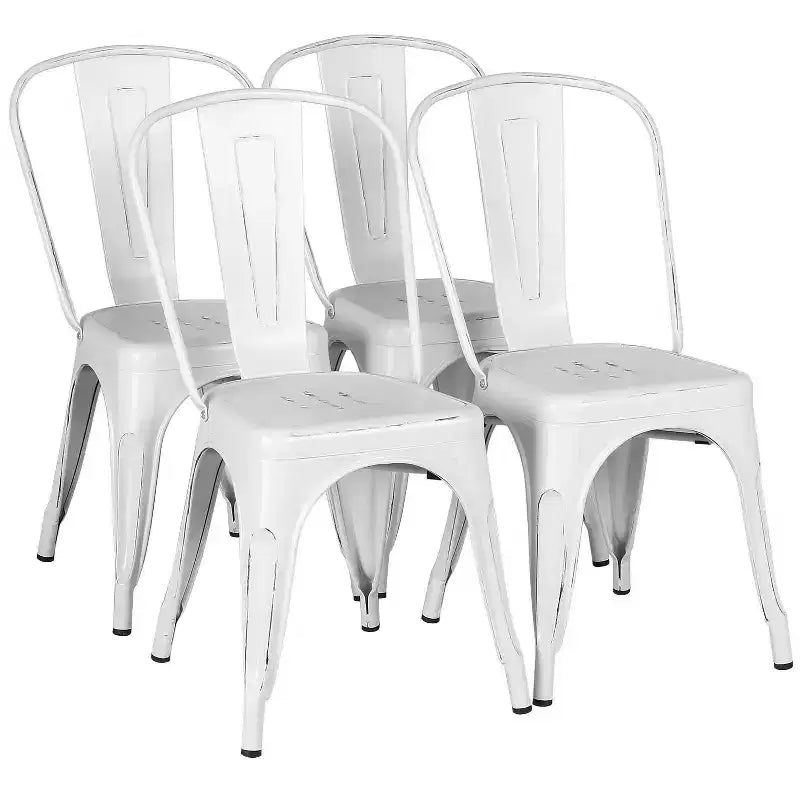 Yaheetech Lot de 4 Chaises de Salle à Manger Classiques en Métal Empilables pour Intérieur Extérieur