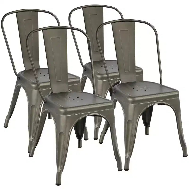 Yaheetech Lot de 4 Chaises de Salle à Manger Classiques en Métal Empilables pour Intérieur Extérieur