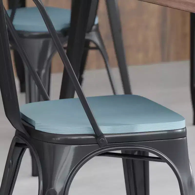 Flash Furniture Perry Lot de 4 sièges en bois de polyrésine avec bords arrondis pour chaises et tabourets en métal colorés
