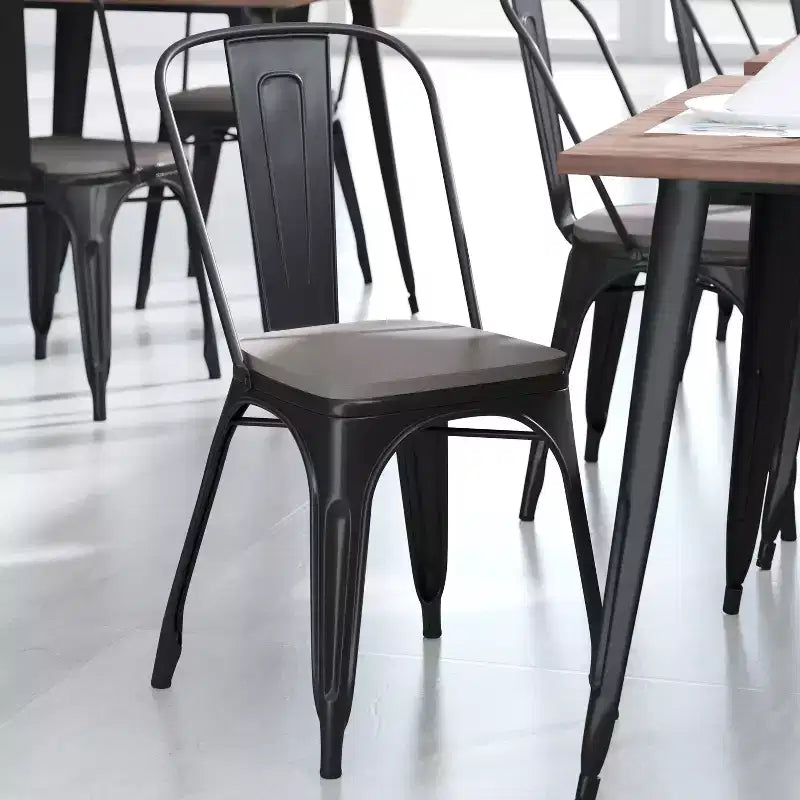 Flash Furniture Perry Lot de 4 sièges en bois de polyrésine avec bords arrondis pour chaises et tabourets en métal colorés