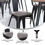 Flash Furniture Perry Lot de 4 sièges en bois de polyrésine avec bords arrondis pour chaises et tabourets en métal colorés