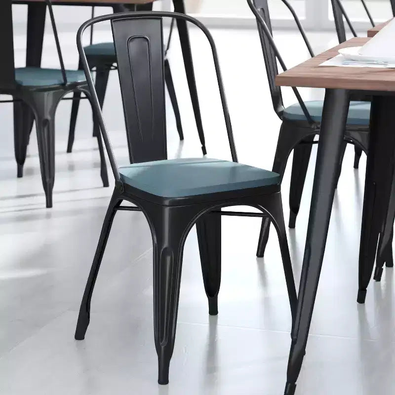 Flash Furniture Perry Lot de 4 sièges en bois de polyrésine avec bords arrondis pour chaises et tabourets en métal colorés