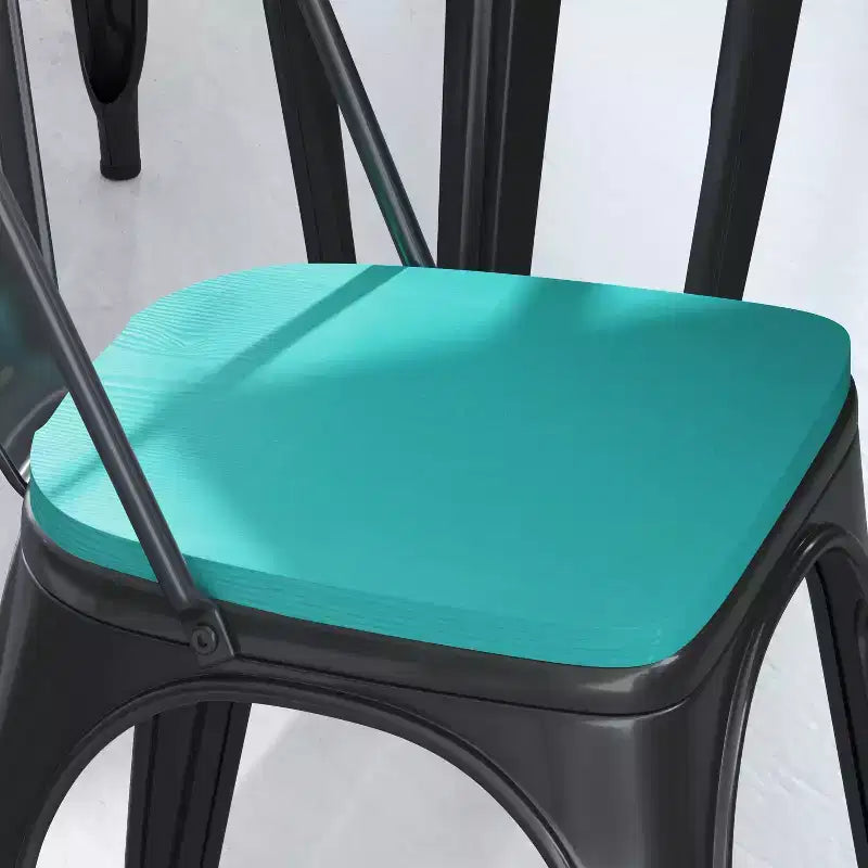 Flash Furniture Perry Lot de 4 sièges en bois de polyrésine avec bords arrondis pour chaises et tabourets en métal colorés