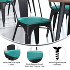 Flash Furniture Perry Lot de 4 sièges en bois de polyrésine avec bords arrondis pour chaises et tabourets en métal colorés