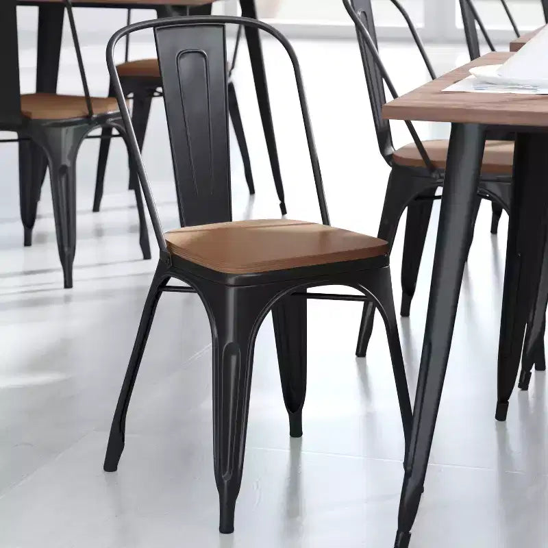 Flash Furniture Perry Lot de 4 sièges en bois de polyrésine avec bords arrondis pour chaises et tabourets en métal colorés