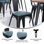Flash Furniture Perry Lot de 4 sièges en bois de polyrésine avec bords arrondis pour chaises et tabourets en métal colorés