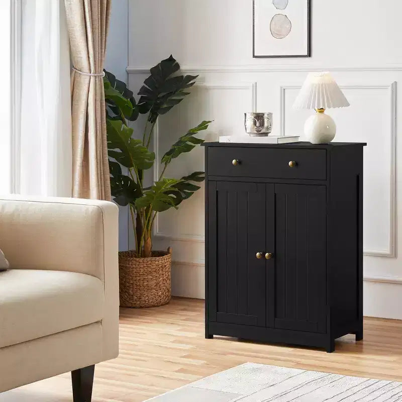 Meuble de salle de bain en bois Yaheetech avec étagère réglable