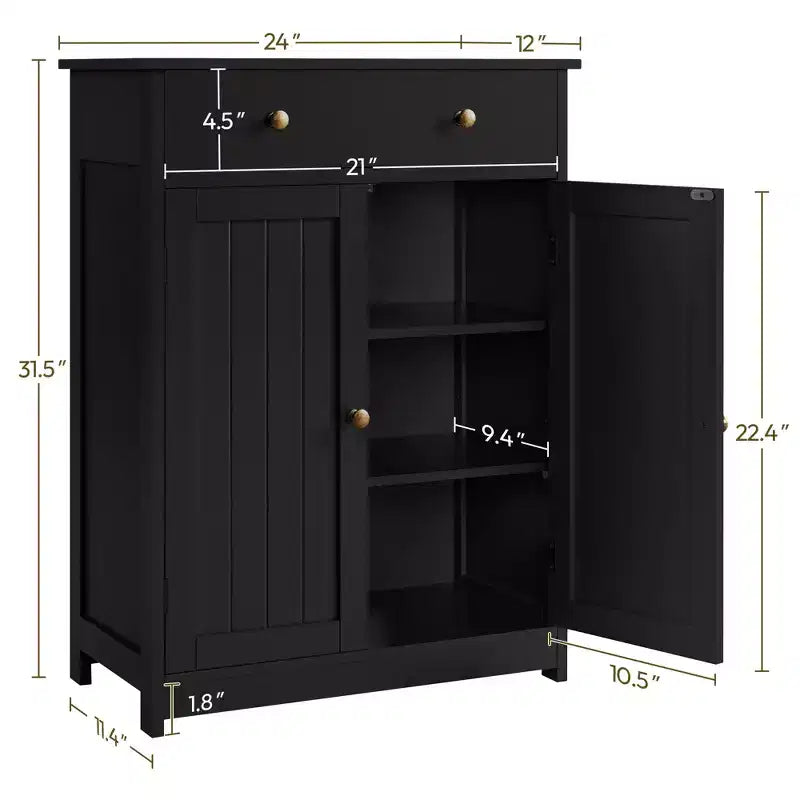 Meuble de salle de bain en bois Yaheetech avec étagère réglable