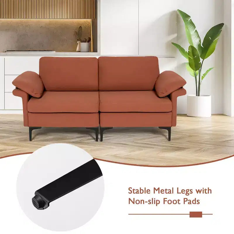 Costway Canapé moderne en tissu 2 places pour petits espaces avec pieds en métal Armée
