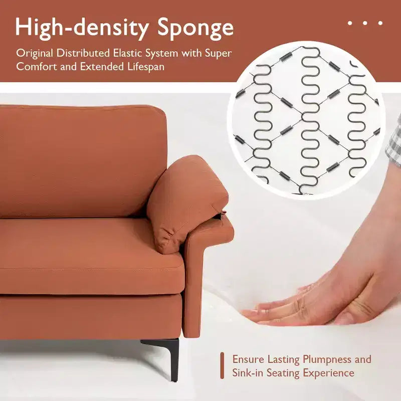 Costway Canapé moderne en tissu 2 places pour petits espaces avec pieds en métal Armée