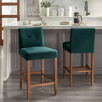 Buylateral Lot de 2 tabourets de bar rembourrés en bois massif Crawford à hauteur de comptoir