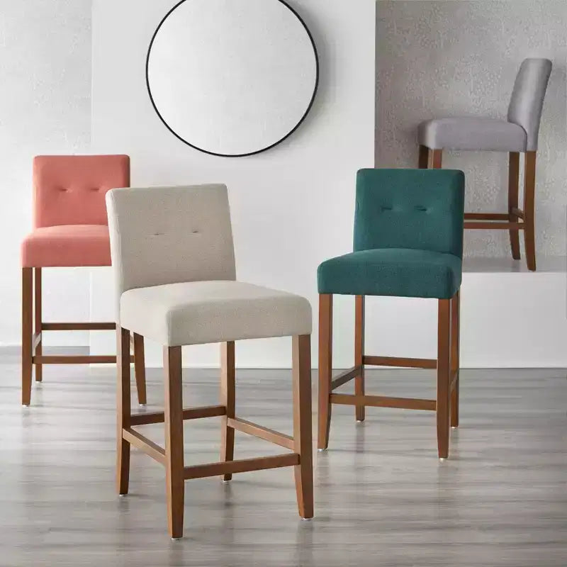 Buylateral Lot de 2 tabourets de bar rembourrés en bois massif Crawford à hauteur de comptoir