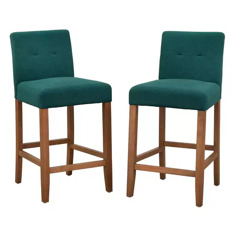 Buylateral Set of 2 Crawford Counter Height Upholstered Solid Wood Counter Height Barstools