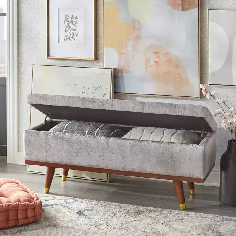 Banc/Ottoman de rangement Tate Chenille - angelo:HOME