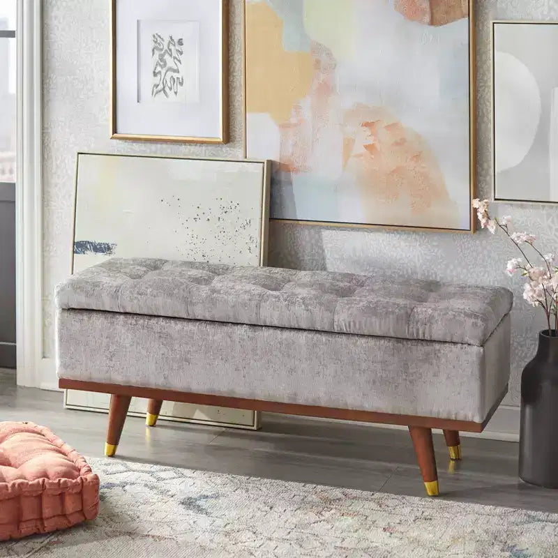 Banc/Ottoman de rangement Tate Chenille - angelo:HOME