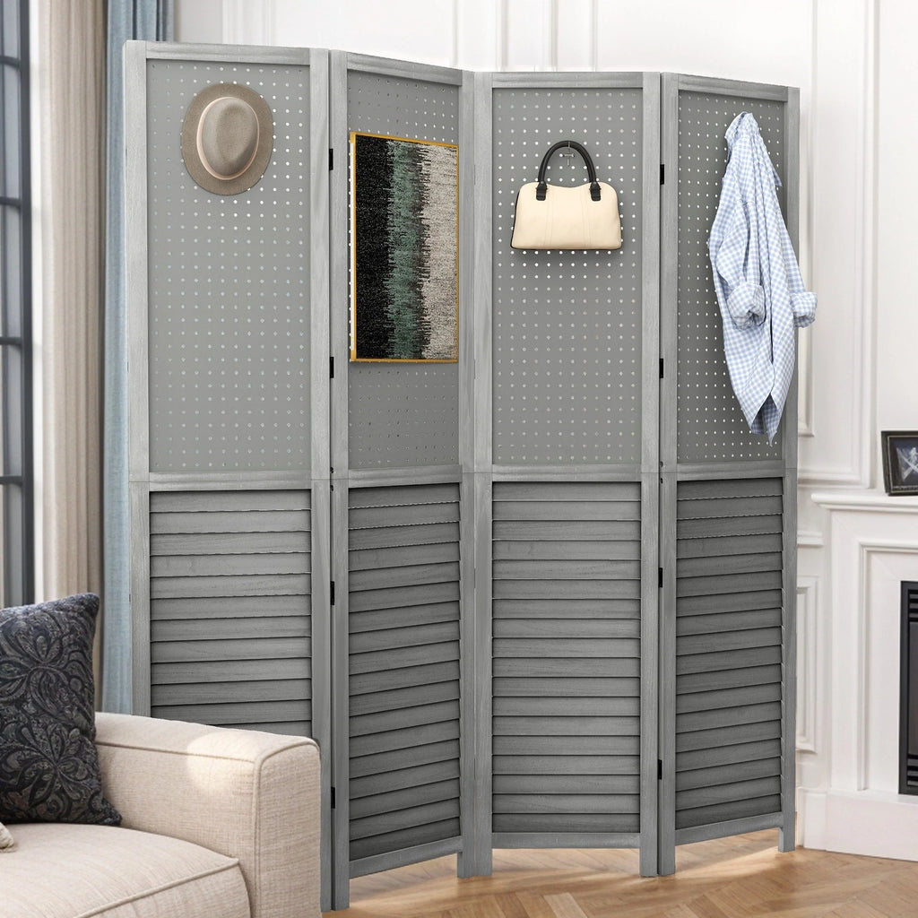 Séparateur de pièce Moasis 67 Blanc en bois à 4 panneaux