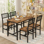 Ensemble de salle à manger 4 personnes, ensemble de table de salle à manger 5 pièces avec cadre en métal pour le petit-déjeuner, la salle à manger, la cuisine
