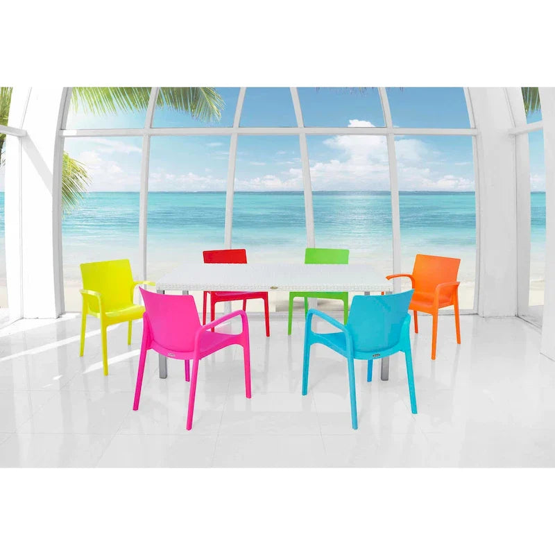 Chaise de salle à manger empilable avec accoudoirs Alissa, en résine, tout temps, lot de 2