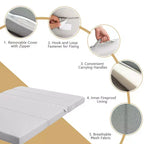 Costway Matelas pliant en mousse 4'' taille Queen, canapé-lit, invités, tapis de sol, poignées de transport