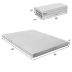 Costway Matelas pliant en mousse 4'' taille Queen, canapé-lit, invités, tapis de sol, poignées de transport