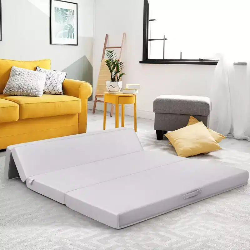 Costway Matelas pliant en mousse 4'' taille Queen, canapé-lit, invités, tapis de sol, poignées de transport