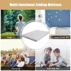 Costway Matelas pliant en mousse 4'' taille Queen, canapé-lit, invités, tapis de sol, poignées de transport