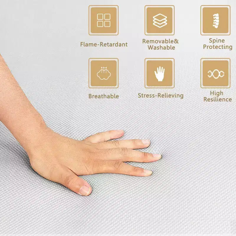 Costway Matelas pliant en mousse 4'' taille Queen, canapé-lit, invités, tapis de sol, poignées de transport