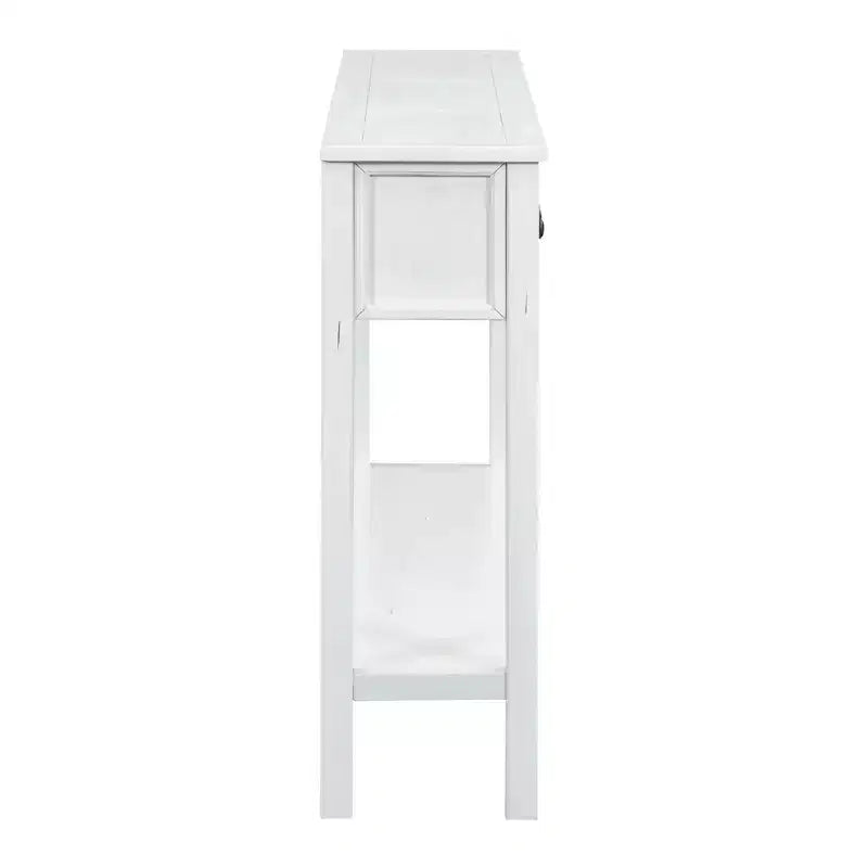 Console rustique de 60 L avec deux tiroirs de tailles différentes et étagère inférieure - ModernLuxe