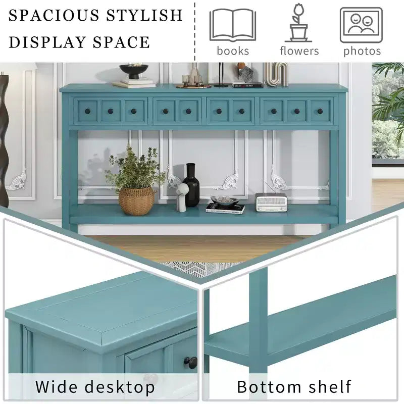 Console rustique de 60 L avec deux tiroirs de tailles différentes et étagère inférieure - ModernLuxe