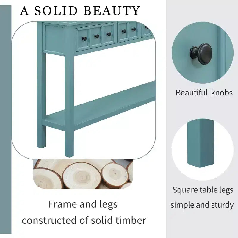 Console rustique de 60 L avec deux tiroirs de tailles différentes et étagère inférieure - ModernLuxe