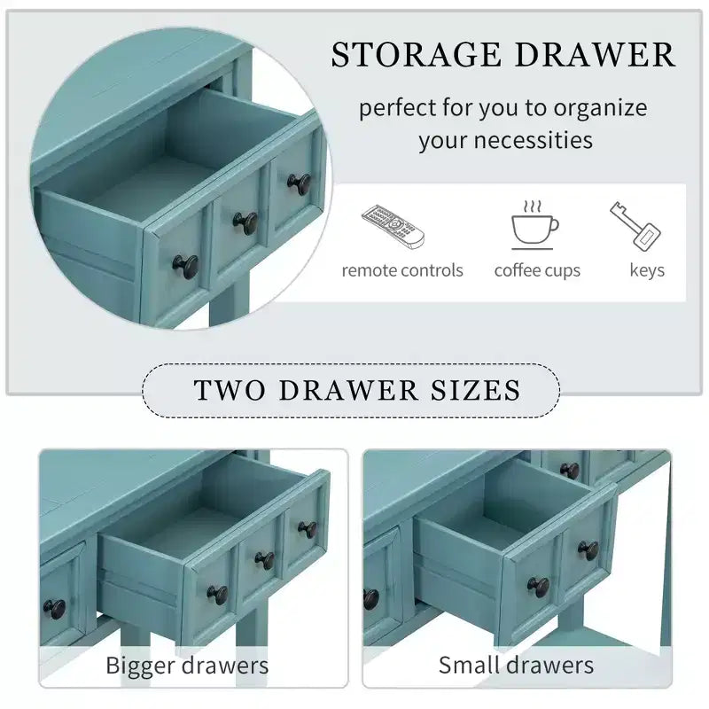 Console rustique de 60 L avec deux tiroirs de tailles différentes et étagère inférieure - ModernLuxe