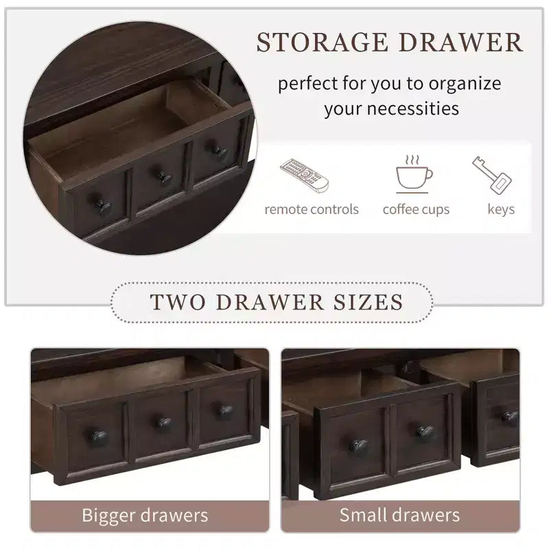 Console rustique de 60 L avec deux tiroirs de tailles différentes et étagère inférieure - ModernLuxe