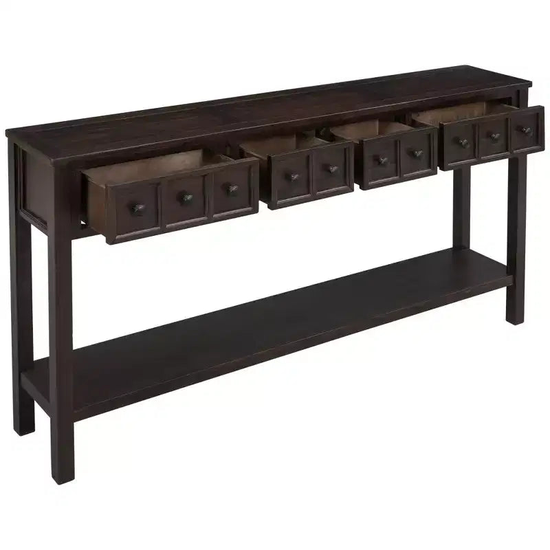 Console rustique de 60 L avec deux tiroirs de tailles différentes et étagère inférieure - ModernLuxe