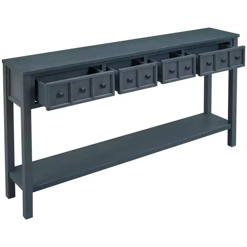 Console rustique de 60 L avec deux tiroirs de tailles différentes et étagère inférieure - ModernLuxe