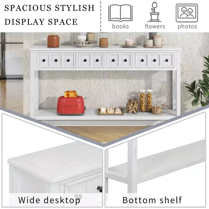 Console rustique de 60 L avec deux tiroirs de tailles différentes et étagère inférieure - ModernLuxe