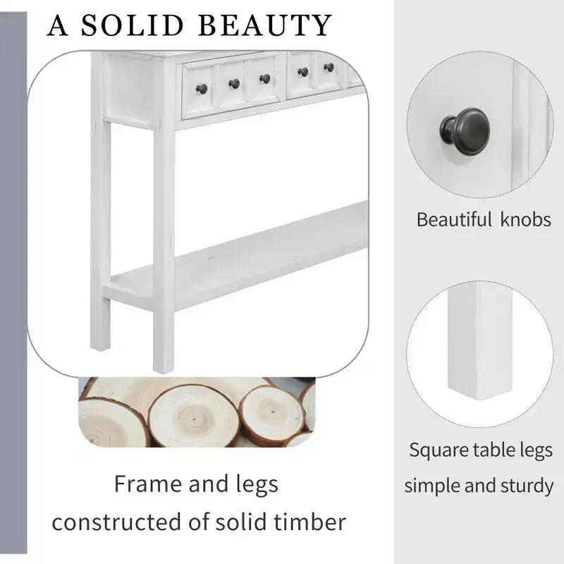 Console rustique de 60 L avec deux tiroirs de tailles différentes et étagère inférieure - ModernLuxe