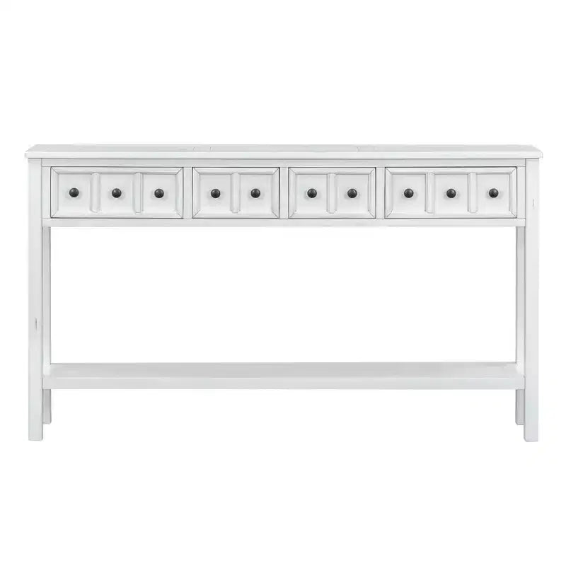 Console rustique de 60 L avec deux tiroirs de tailles différentes et étagère inférieure - ModernLuxe