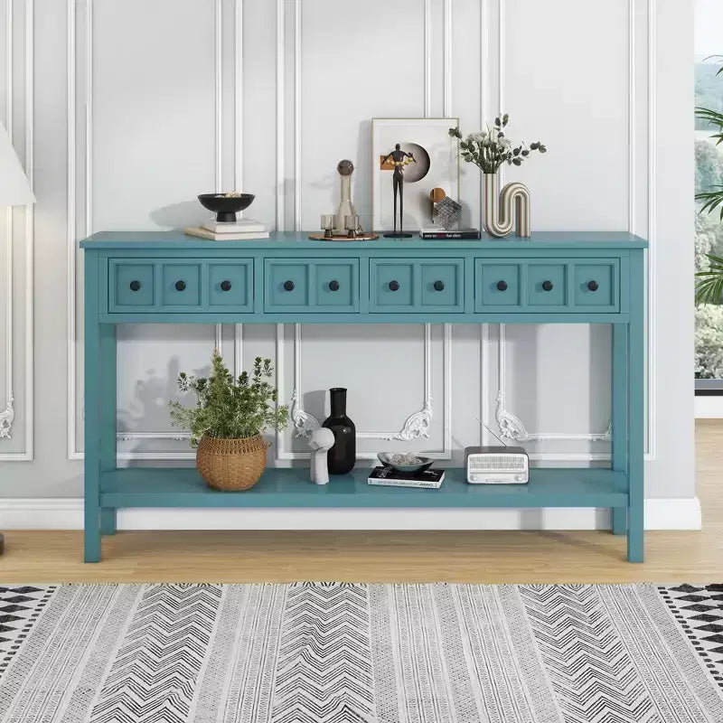 Console rustique de 60 L avec deux tiroirs de tailles différentes et étagère inférieure - ModernLuxe